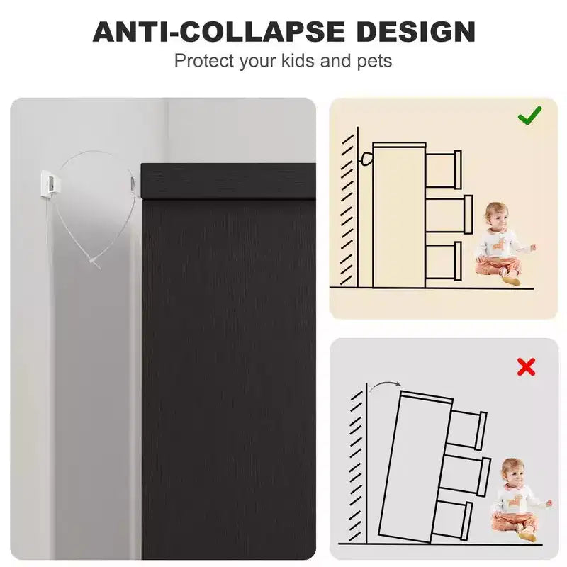 Comò moderno a 6 cassetti – Doppio, con maniglie incorporate per camera da letto e cameretta