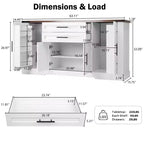Madia Credenza a Buffet da 63 pollici, Mobile Bar per Ingresso con 2 Cassetti e Ripiani Regolabili, Tavolo Consolle in Legno, Armadietto a Terra