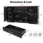 Madia Credenza a Buffet da 63 pollici, Mobile Bar per Ingresso con 2 Cassetti e Ripiani Regolabili, Tavolo Consolle in Legno, Armadietto a Terra