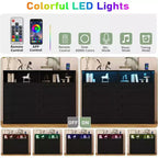 Cassettiera a 8 cassetti con stazione di ricarica e luci LED, Comò moderno con presa di corrente, Armadietto organizer per camera da letto, soggiorno