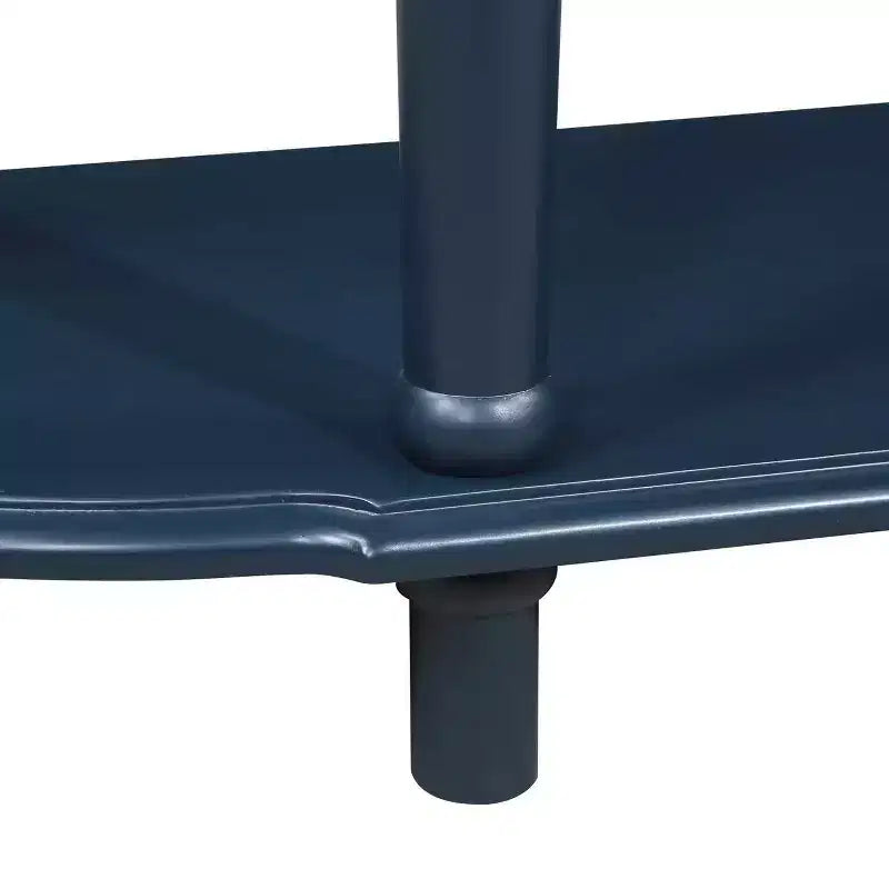 Tavolo Console Curvo Retrò da 52'' con Ripiano Aperto e 2 Cassetti per Soggiorno e Ingresso, Blu Navy e Piano Marrone