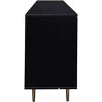 Credenza Madia con Ante in Rattan, Mobile Contenitore Consolle per Cucina, Sala da Pranzo, Soggiorno, Corridoio, Nero