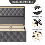 Struttura Letto King Size con Testiera Trapuntata con Bottoni e 4 Cassetti, Letto a Piattaforma Rivestito in Velluto, Non Richiede Rete a Molle