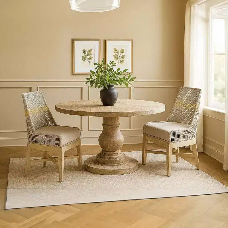 Royal Hampton Set of 2 Dining Chairs | Handcrafted Mango Wood | Cotton Rope Weaving