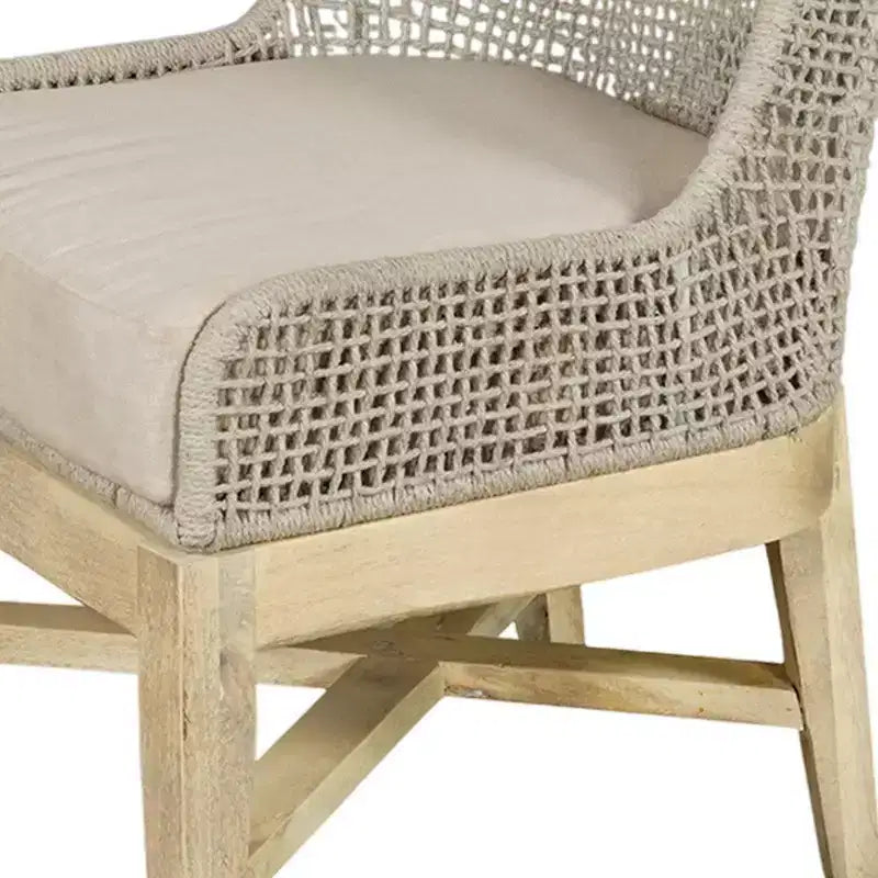 Set di 2 sedie da pranzo | Legno di mango lavorato a mano | Tessitura in corda di cotone