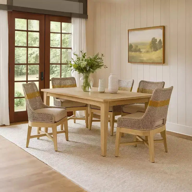 Set di 2 sedie da pranzo | Legno di mango lavorato a mano | Tessitura in corda di cotone