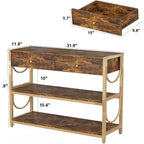 Tavolino da divano con cassetti, set di 2 tavoli consolle, tavolino stretto per ingresso con ripiani portaoggetti a 3 livelli, tavolino per soggiorno, corridoio, foyer, cucina