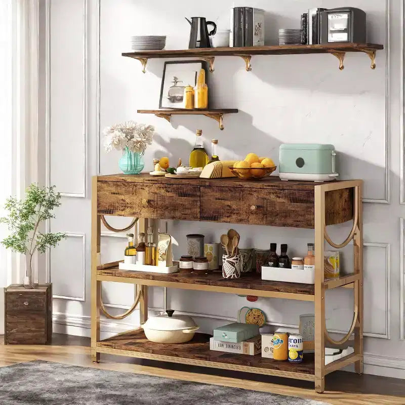 Tavolino da divano con cassetti, set di 2 tavoli consolle, tavolino stretto per ingresso con ripiani portaoggetti a 3 livelli, tavolino per soggiorno, corridoio, foyer, cucina