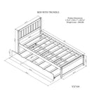 Struttura letto singola con letto estraibile, letto a piattaforma in legno con testiera, struttura letto singola per bambini, ragazzi, adulti, non necessita di molle, grigio