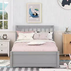Struttura letto singola con letto estraibile, letto a piattaforma in legno con testiera, struttura letto singola per bambini, ragazzi, adulti, non necessita di molle, grigio