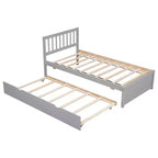 Struttura letto singola con letto estraibile, letto a piattaforma in legno con testiera, struttura letto singola per bambini, ragazzi, adulti, non necessita di molle, grigio