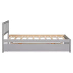 Struttura letto singola con letto estraibile, letto a piattaforma in legno con testiera, struttura letto singola per bambini, ragazzi, adulti, non necessita di molle, grigio