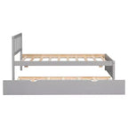 Struttura letto singola con letto estraibile, letto a piattaforma in legno con testiera, struttura letto singola per bambini, ragazzi, adulti, non necessita di molle, grigio