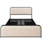 Letto Matrimoniale King Moderno con Testiera Imbottita e 4 Cassetti - Beige