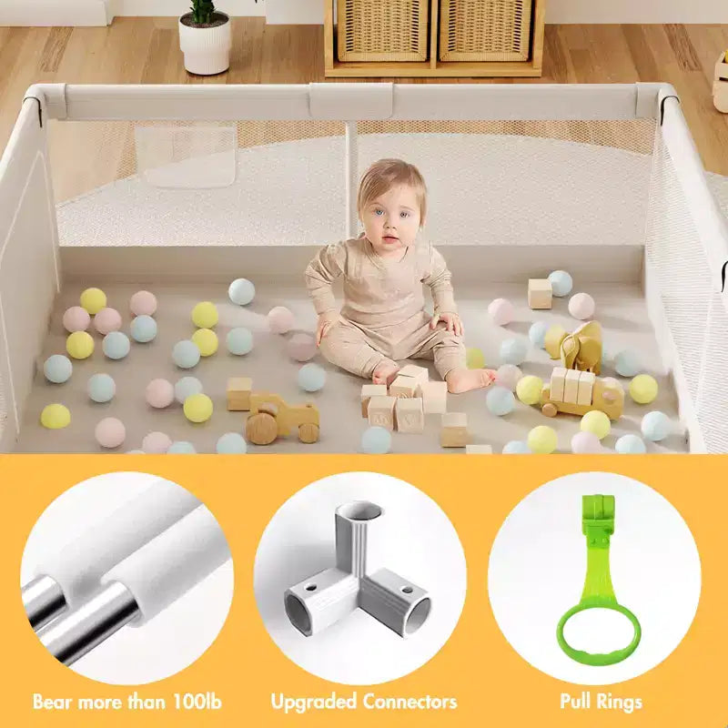 Box per neonati 59x59 pollici, recinzione sicura e durevole per bambini e neonati, uso interno ed esterno, perfetto per il gioco e l'apprendimento