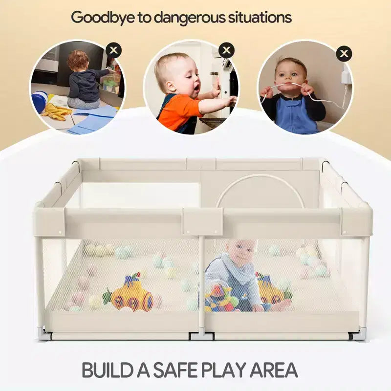 Box per neonati 59x59 pollici, recinzione sicura e durevole per bambini e neonati, uso interno ed esterno, perfetto per il gioco e l'apprendimento