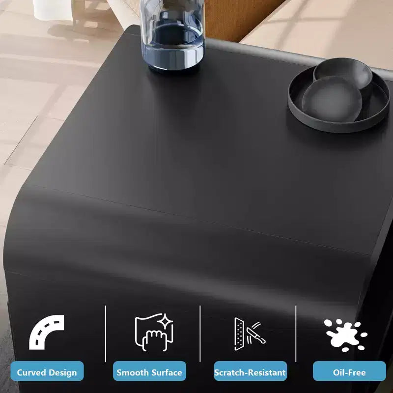 Comodini per camera da letto e soggiorno con cassetto portaoggetti, comodino curvo