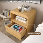 Comodini per camera da letto e soggiorno con cassetto portaoggetti, comodino curvo