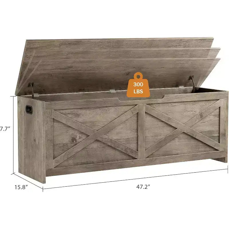 47 Panca contenitore con cerniera di sicurezza, grande baule portagiochi in legno per camera da letto o ingresso