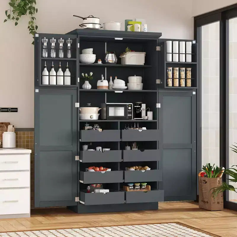 Dispensa da cucina a colonna 35,5 pollici con 4 ante e ripiani estraibili