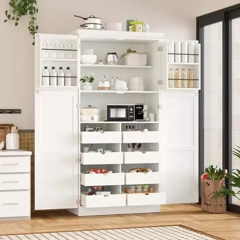 Dispensa da cucina a colonna 35,5 pollici con 4 ante e ripiani estraibili