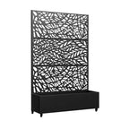 Fioriera con traliccio in ferro nero a forma di fiore 183x119x41cm 3 pezzi