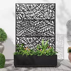 Fioriera con traliccio in ferro nero a forma di fiore 183x119x41cm 3 pezzi