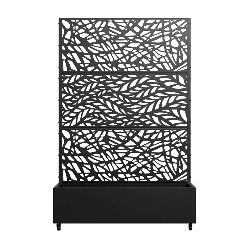 Fioriera con traliccio in ferro nero a forma di fiore 183x119x41cm 3 pezzi