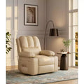Oversized Manual Recliner - 21.2 Wide PU Leather Chair w/ Cup Holders & Thick Padding for Living Room