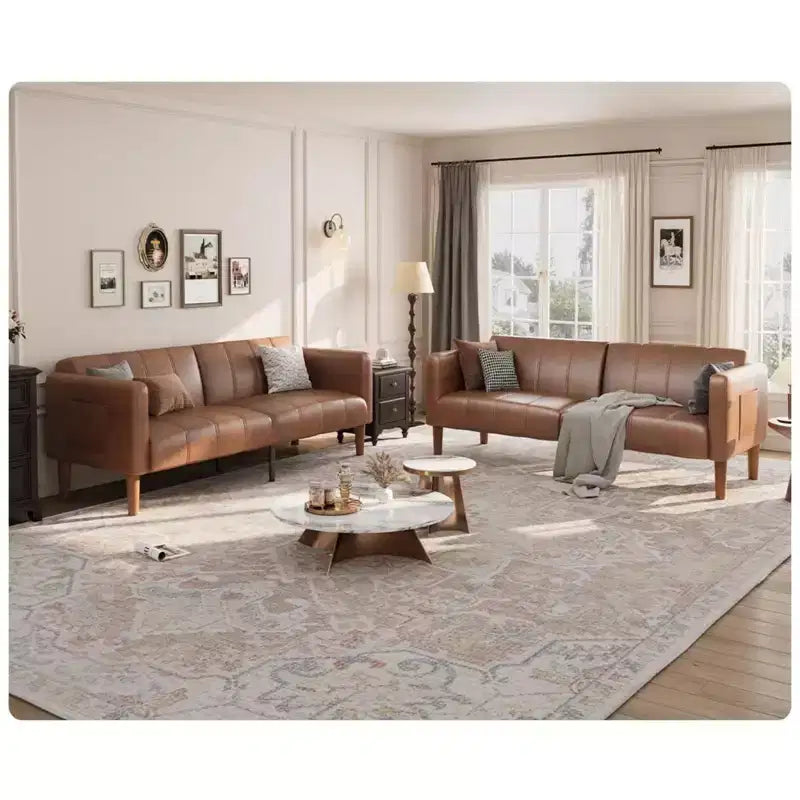 Divano letto futon convertibile 75, divano letto a due posti in pelle PU, schienale regolabile, tasche laterali, divano letto salvaspazio, marrone