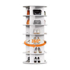 TROPOW 6-Tier Rotating Shoe Rack C White 360 Spinning Shoe Organizer for Entryway/Living Room (1-Pack)