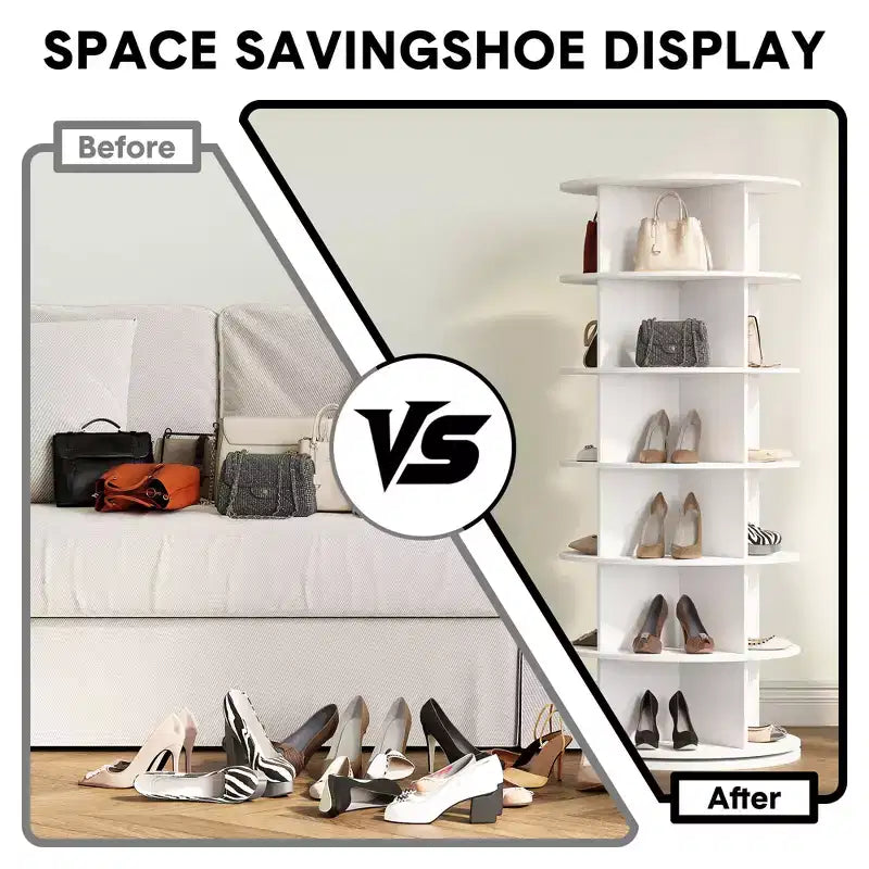 Scarpiera Rotante a 6 Livelli, Colore Bianco, Organizer per Scarpe Girevole a 360° per Ingresso/Soggiorno (1 Pezzo)