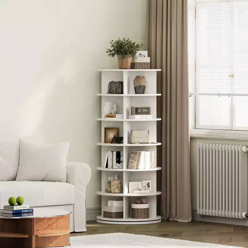 Scarpiera Rotante a 6 Livelli, Colore Bianco, Organizer per Scarpe Girevole a 360° per Ingresso/Soggiorno (1 Pezzo)
