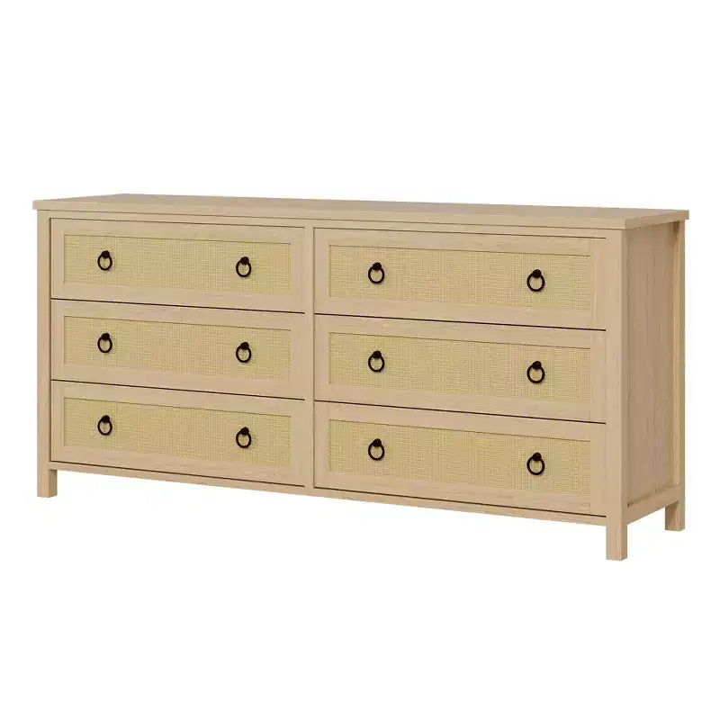 Cassettiera in Rattan a 7 Cassetti, Cassettiera Boho per Camera da Letto, Cassettiera, Organizzatore per Armadio, Cassettiera in Legno Naturale per Camera da Letto, Soggiorno, Ingresso